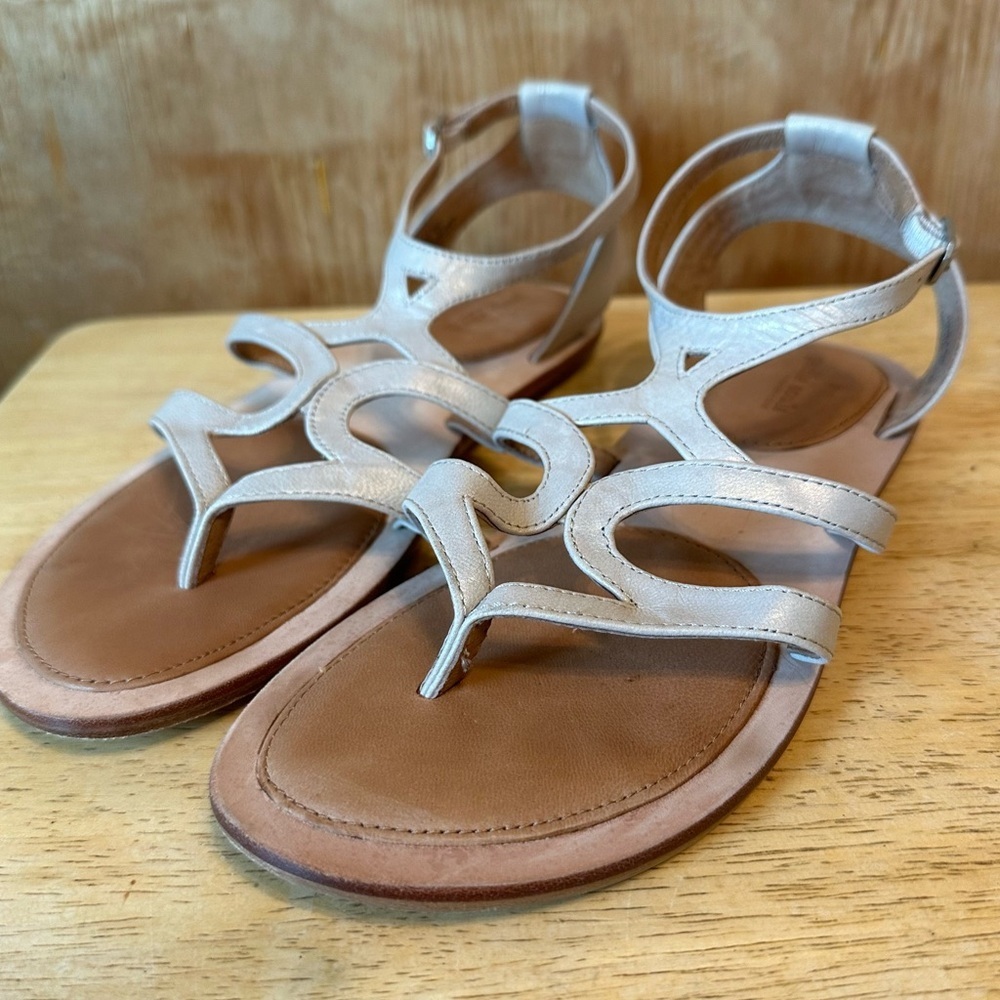 gentle souls Metallic Champagne Strappy Leather Sandals